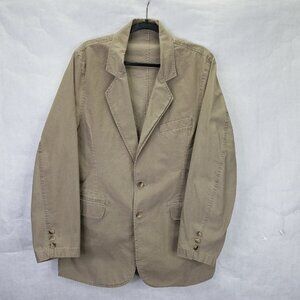 LL Bean Sport Coat Mens 40R Khaki Safari 2 Button Cotton Unlined Blazer Jacket
